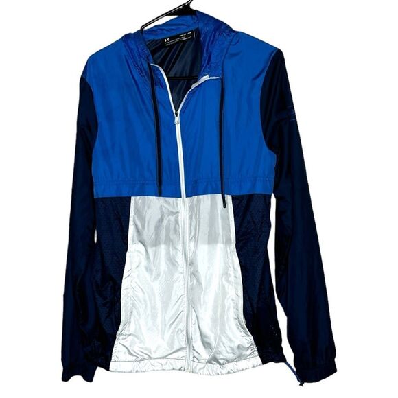 Under Armour windbreaker jacket size small blue white color block - Picture 2 of 8